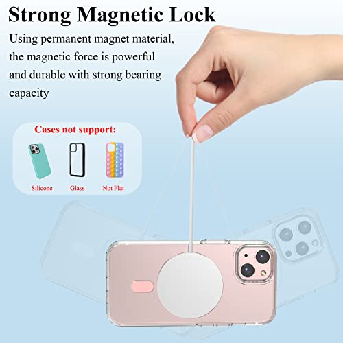 Universal MagSafe Ring, 2 PCS Magnet Sticker Magnetic Adapter Ring - color: Pink