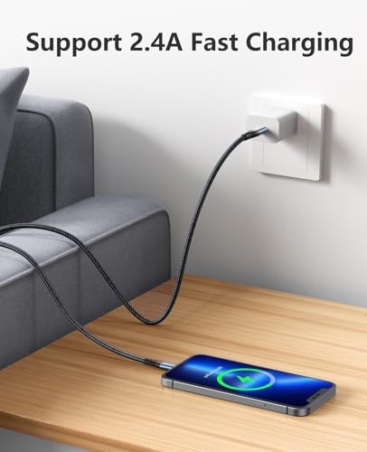 iPhone Charging Cable [MFi Certified] Long USB A Lightning Cable 10FT 3Pack - color: Black, size: 10FT, style: USB A