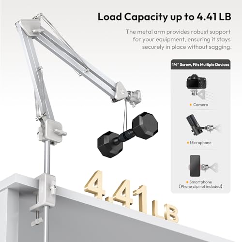 ULANZI TH04 Overhead Camera Mount with Magic Arm and 1/4" Ball Head, 360° Rotatable Camera Desk Mount, Desk Tripod with Uka Quick Release Setup for DSLR Cameras/Webcam/iPhone/Ring Light/Microphone