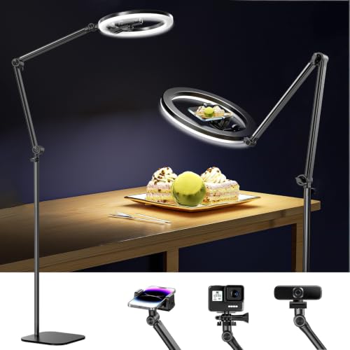 UBeesize 12" Ring Light Tripod for iPhone, 75" Tall Overhead Phone Mount