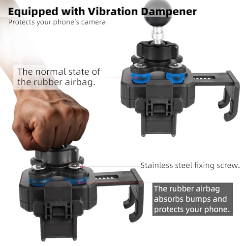 Adjustable 1" Ball Phone Holder with 3.54" Medium Arm for 4.7-7" Smartphones, Universal Phone Mount with Vibration Dampener [Camera Friendly] [1s Lock & Release], Compatible with RAM Mounts - style: 1" Ball Phone Holder with 3.54" Arm