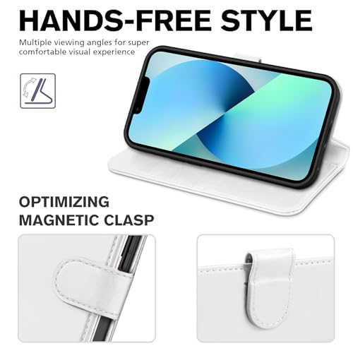TUCCH Case Wallet for iPhone 13 (6.1") 2021, RFID Blocking Folio, White - color: White