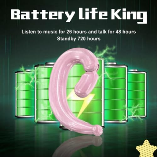 Open Ear Headphone,Wireless Bluetooth Single Bone Conduction Earpiece with Rotatable Earhook Noise Cancellation Mic Earphones IPX5 Waterproof 26H Playtime for Work Business Sport Driving Calls-pink - color: pink 2