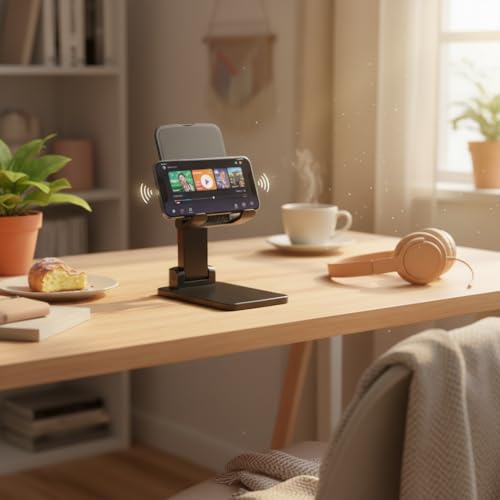 Adjustable Phone Stand, Heavy Duty Black Phone Holder
