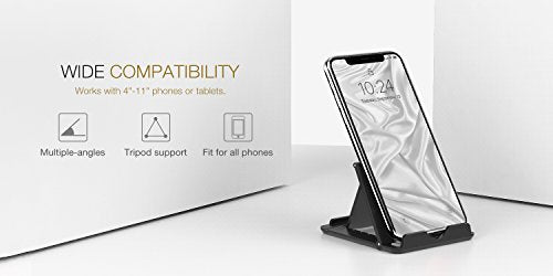 Moko 2 Pack Cell Phone Stand for Desk, Tablet Stand for 4"-11" Devices - color: Black+Black