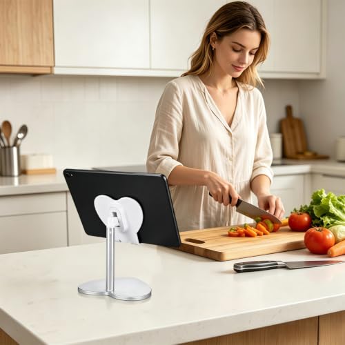 BESTOYARD Heart Shaped Metal Tablet Stand Adjustable Desktop Phone Support Bracket for Home Office Video Watching Foldable Tabletop Holder for Tablet Support