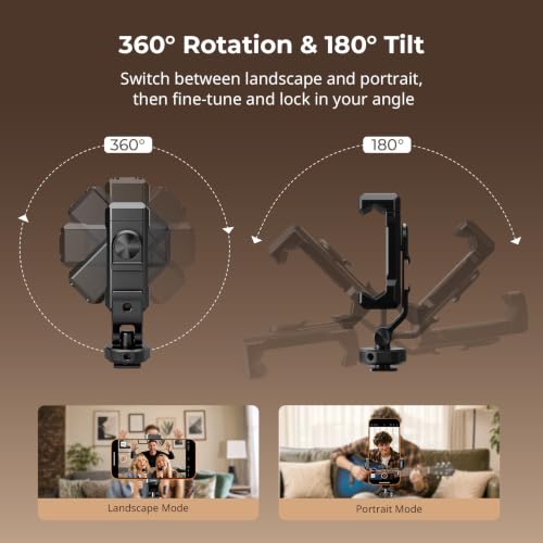 SmallRig PC-T1 Metal Phone Holder, 3 Cold Shoes, 360° Rotatable - size: Version 2