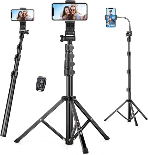 74" Flexible Phone Tripod, Tall Cell Phone Tripod with Adjustable Gooseneck - size: 74 inch