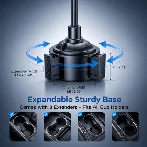 YUHENG Cup Holder Phone Holder for Car Stable Expandable Cup Base One-Button Quick Release