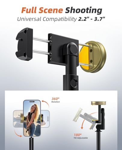 Tripod for iPhone, Selfie Stick with Remote, Stable & Durable Phone Tripod - color: Black