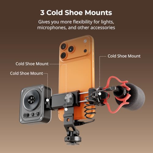 SmallRig PC-T1 Metal Phone Holder, 3 Cold Shoes, 360° Rotatable - size: Version 2