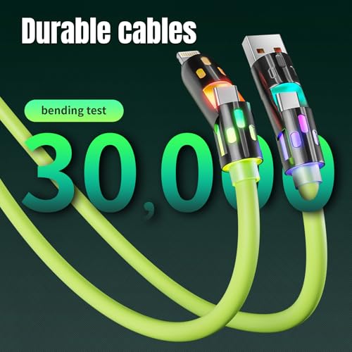 USB C to Lightning Cable, 240W Fast 4 in 1 Multi Charging Cable 5FT,2Pack - color: Lime green, size: 2PACK 5FT