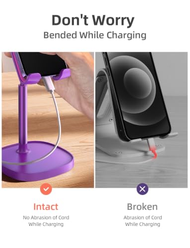 LISEN Cell Phone Stand Adjustable Phone Holer for Desk, Computer Office Desk Accessories for iPhone 16 Holder Women Kitchen Essentials Fits All Mobile Phones Switch Kindle iPads Tablet 4-10in Purple - color: Dark Purple