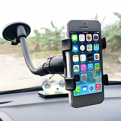 360° Car Windshield Mount Cradle Holder Stand for iPhone Mobile Cell Phone GPS Universal Long Shockproof Arm Dash Mount with Strong Suction Cup
