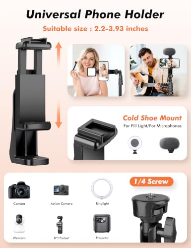NINEIGH Phone Tripod, 66inch Extendable Travel Tripod for iPhone & Android - size: 66 Inch