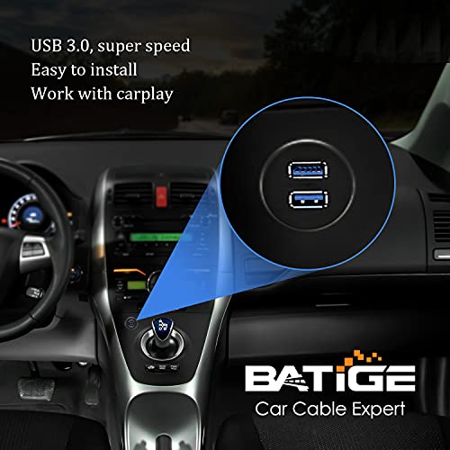 2 Ports Dual USB 3.0 Male to Female AUX Flush Car Mount Cable 3ft - size: 1pcs 3ft