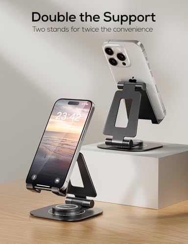 Nulaxy 2-Pack 360° Rotating Dual Adjustable Phone Stand, Charging-Friendly - color: A-Black