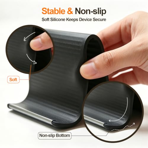 Silicone Phone Stand with Aluminum, Flexible Foldable Phone Holder