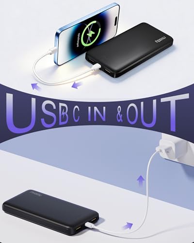 Miady 2-Pack Portable Charger, Slim 10000mAh Power Bank Travel Battery Pack - color: White+White