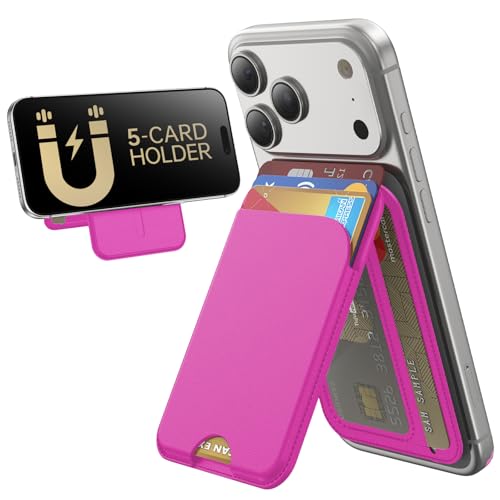 TWZKG for MagSafe Wallet, 5-Card Holder with Stand for Phone Case - color: Hot Pink