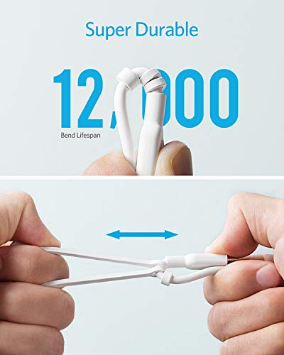 Anker Powerline II 3-in-1 Lightning, USB C, Micro USB Cable (3 ft, White) - color: White