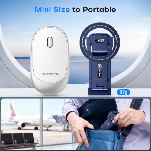 OMOTON TP03 [Ultra-Slim] 360° Rotating for MagSafe Tripod with Hook, Blue - color: Blue