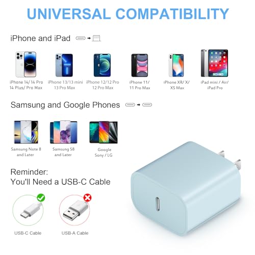Extra Long 10FT iPhone 14 13 12 Charger Fast Charging 2-Pack 20W Super Fast Charger with Long Fast Charging Cable for iPhone 14/13/12/11 Pro Max,14 Plus,Mini,Pro/XS/SE/XR/iPad - Blue - color: Blue