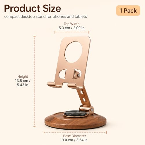 Adjustable Phone Stand Foldable Wood Grain