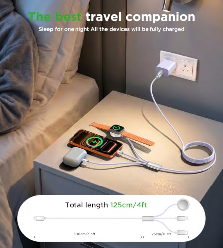 Travel Essentials Multi Charging Cable with 20W Charger Block - color: Purple, size: 1.2M/4FT