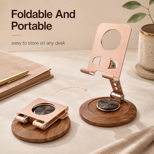Adjustable Phone Stand Foldable Wood Grain