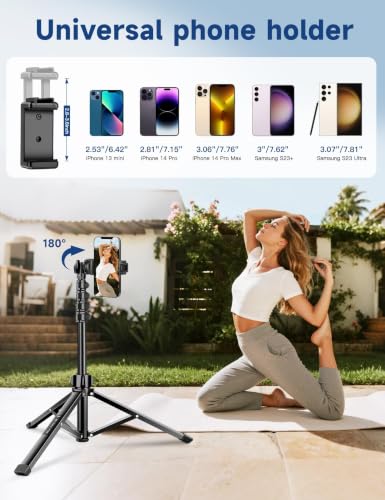 Phone Tripod Stand, 85" Tall Cellphone Tripod for iPhone with Gooseneck