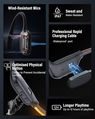 X500 Bone Conduction Headphones, Open Ear, LED Light, IP67