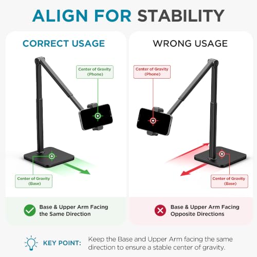 InnoGear Overhead Phone Mount Phone Stand Tabletop Cooking Tripod for Desk