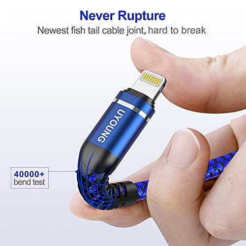USB A to Lightning Cable [MFi Certified] iPhone Charger Cable 3FT, 3Pack - color: Blue, size: 3FT, style: USB A to Lightning