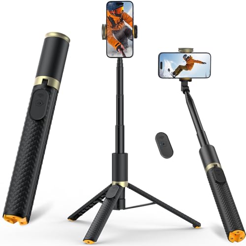 Tripod for iPhone, Selfie Stick with Remote, Stable & Durable Phone Tripod - color: Black