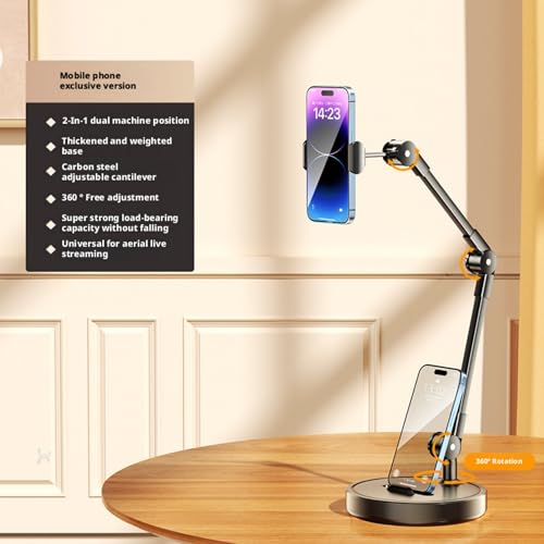Rotatable Dual Phone Stand, Carbon Steel Weighted Base - size: Phone