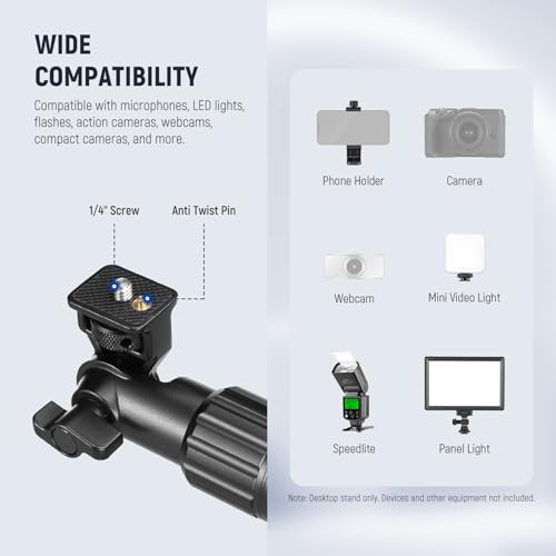 NEEWER Overhead Camera Mount with Phone Clip - style: DS009(2-Section)