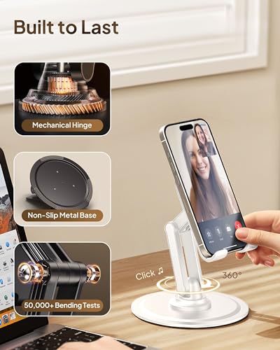 COOPER 360° Stand Rotating Cell Phone Stand for Desk, Desktop Phone Holder - color: 2 Pack - All White