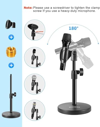 BILIONE 3 in 1 Desktop Microphone Stand, Height Adjustable Table Mic Stand - size: 101S