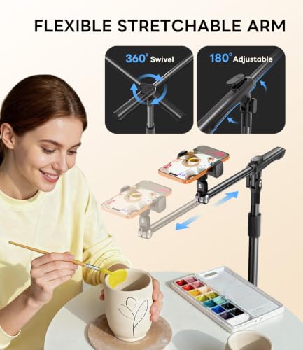 360° Rotatable Extension Arm, Adjustable Tripod Stand for iPhone17, Video Recording, Photography, Live Streaming
