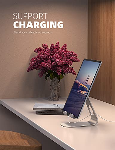 Lamicall iPad Stand Adjustable Tablet Holder, Sturdy Aluminum, Multi-Angle - color: 1-Silver