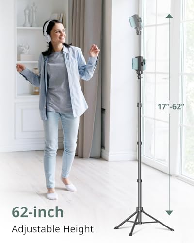 SENSYNE 62" Phone Tripod, Extendable Selfie Stick with Wireless Remote - color: Black, size: 62-inch