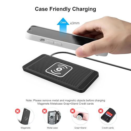 Wireless Car Charger Pad for Honda Pilot 4th Gen 2023 2024 2025 2026 15W Wireless Charging Mat Non-Slip Silicone Phone Charger DIY Trim-to-Fit Accessories,USB - color: USB