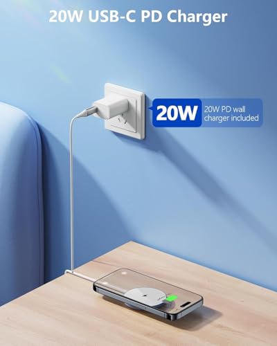 NANAMI Magnetic Wireless Charger Pad with 20W PD Adapter for iPhone - color: Blue