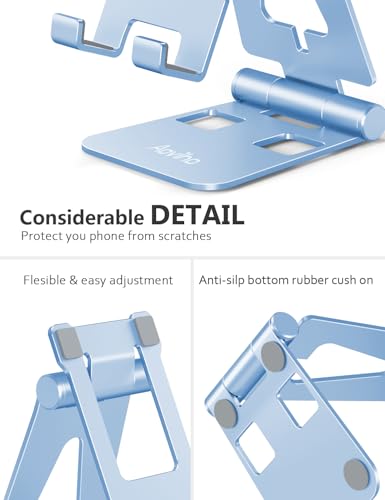 Aoviho Foldable Cell Phone Stand for Desk, Holder for iPhone,Sky Blue - color: Sky Blue