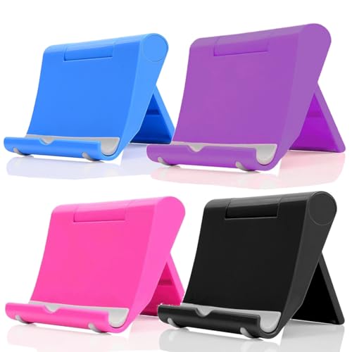 4 Pack Adjustable Desktop Cell Phone Stand for Phones & Tablets - color: Pink+Purple+Black+Blue