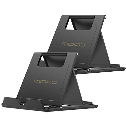 Moko 2 Pack Cell Phone Stand for Desk, Tablet Stand for 4"-11" Devices - color: Black+Black