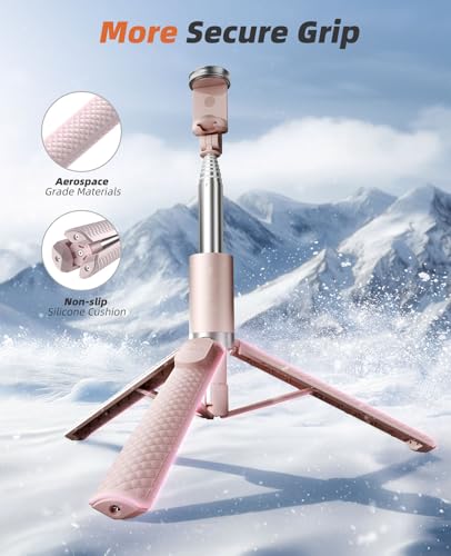 Tripod for iPhone, Selfie Stick with Remote, Stable & Durable Phone Tripod - color: Pink