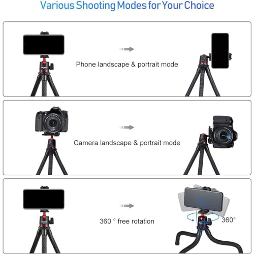 ULANZI Camera Tripod, Mini Flexible Phone Stand w Hidden Phone Holder