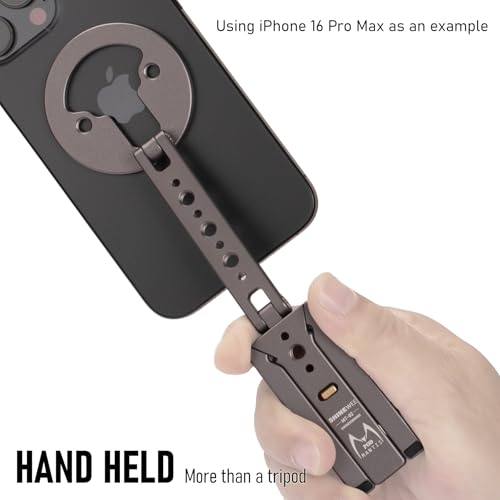 Magnetic Tripod for iPhone, Magsafe Mount with Hook, Cold Shoe & 1/4" Screw